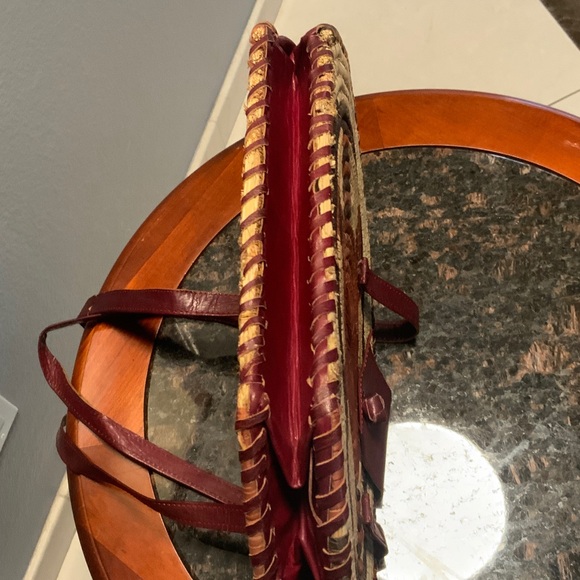 Authentic African Hand Woven Brown and Cream Round Bag. - Picture 10 of 11